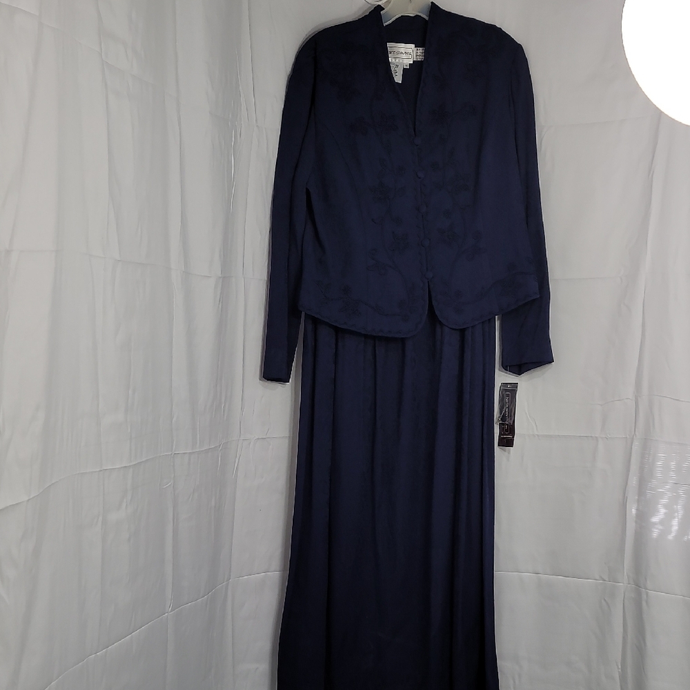 Karin Stevens Maxi Blue Pleated A-line Skirt